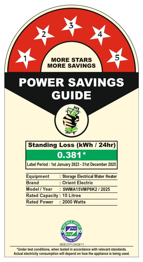 Orient Electric Enamour Classic Pro Geyser|15L Storage Water Heater| High Pressure Epoxy Coated Tank|5 Star rated |8 bar pressure compatibility |Suitable for high rise buildings |5 years tank warranty 