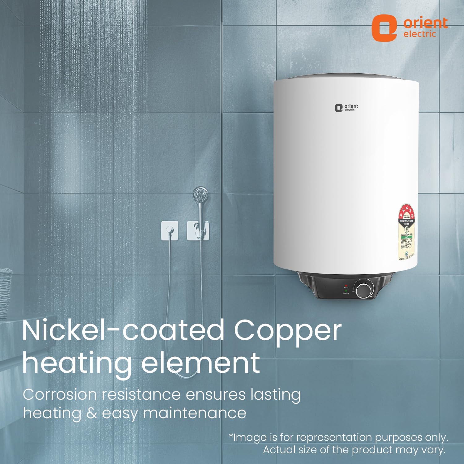 Orient Electric Enamour Classic Pro Geyser|15L Storage Water Heater| High Pressure Epoxy Coated Tank|5 Star rated |8 bar pressure compatibility |Suitable for high rise buildings |5 years tank warranty 