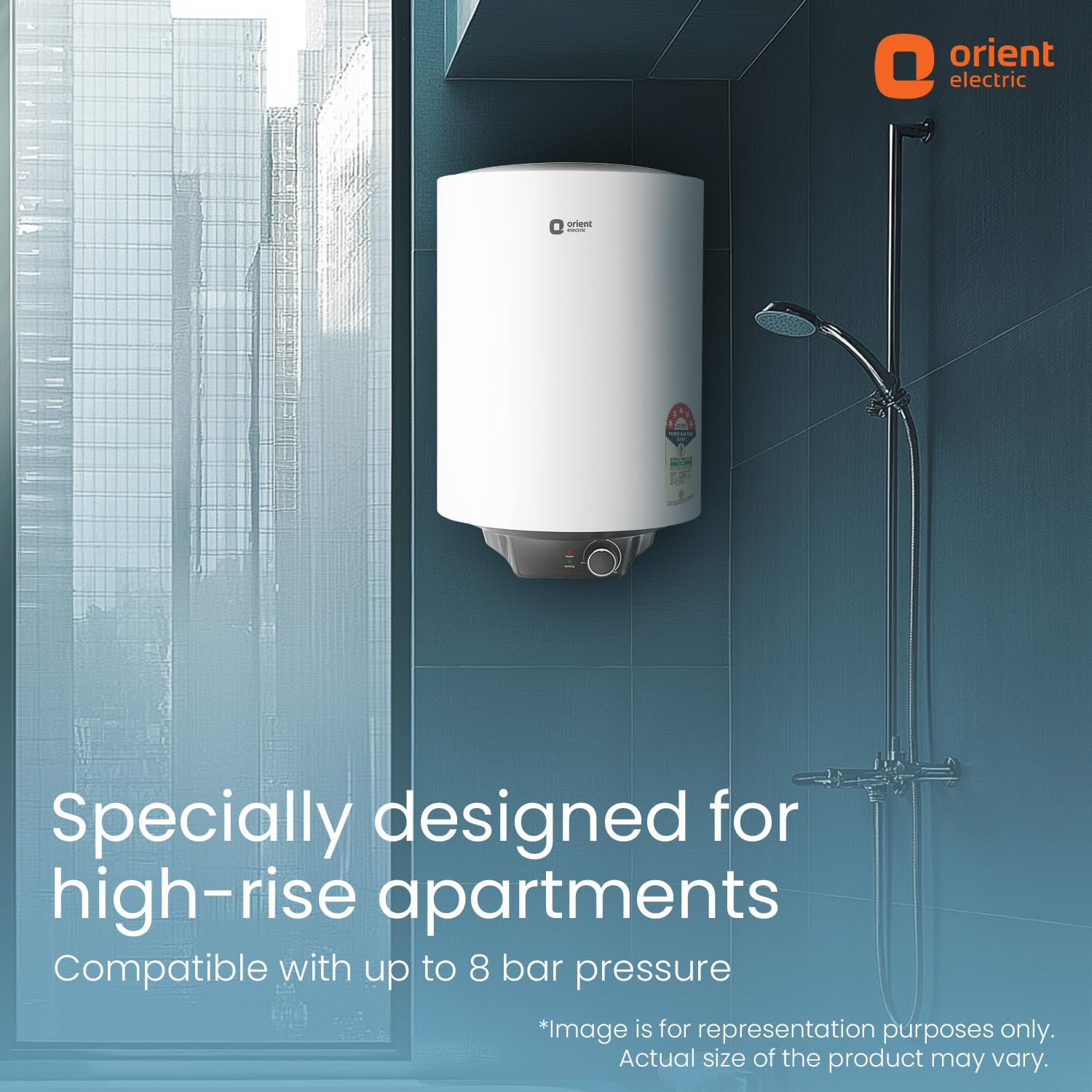 Orient Electric Enamour Classic Pro Geyser|15L Storage Water Heater| High Pressure Epoxy Coated Tank|5 Star rated |8 bar pressure compatibility |Suitable for high rise buildings |5 years tank warranty 