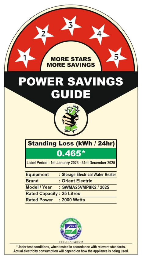 Orient Electric Enamour Classic Pro Geyser|25L Storage Water Heater| High Pressure Epoxy Coated Tank|5 Star rated |8 bar pressure compatibility |Suitable for high rise buildings |5 years tank warranty 