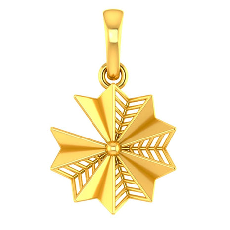 P.C. Chandra Jewellers 14Kt (585) Yellow Gold Fine Designer Gold Flower Design Pendant (Without Chain) 