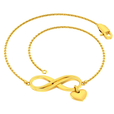 P.C. Chandra Jewellers Dainty 14Kt(585) Yellow Gold Infinity Loop Bracelet For Women 