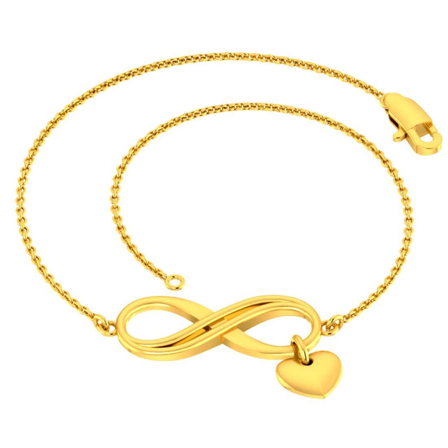 P.C. Chandra Jewellers Dainty 14Kt(585) Yellow Gold Infinity Loop Bracelet For Women 