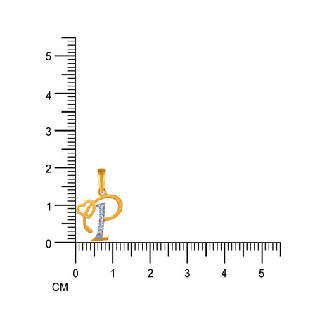 P.C. Chandra Jewellers P.C Chandra Jewellers 14Kt (585) Yellow Gold P Initial Studded Pendant For Women & Girls - 0.81 Gram, Multi 