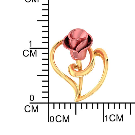 P.C. Chandra Jewellers Women's & Girl's 14kt (585) Yellow Gold With A Rose On A Leaf Design Pendant (without Chain) - 0.6 Grams 