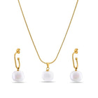 PALMONAS Classic Pearl Pendant Necklace & Earring Jewellery Set for Womens 