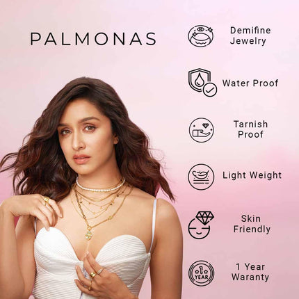 PALMONAS Classic Pearl Pendant Necklace & Earring Jewellery Set for Womens 