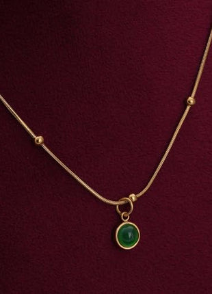 PALMONAS Emerald Glow Pendant for Women - Waterproof & Anti-Tarnish Pendant | Gift for Girls & Women 