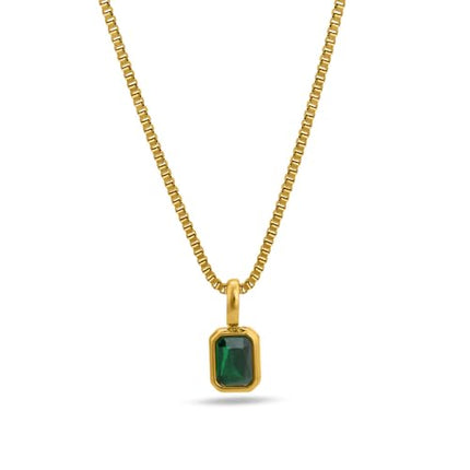 PALMONAS Graceful Deep Green Stone Pendant for Womens - Waterproof & Anti-Tarnish 