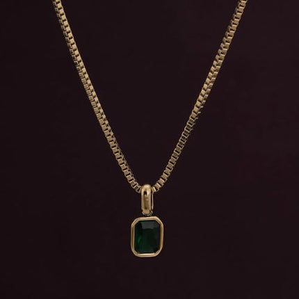 PALMONAS Graceful Deep Green Stone Pendant for Womens - Waterproof & Anti-Tarnish 