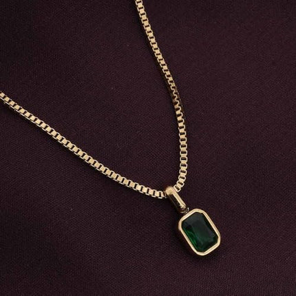 PALMONAS Graceful Deep Green Stone Pendant for Womens - Waterproof & Anti-Tarnish 