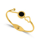 PALMONAS Heart and Black Onyx Bangle Bracelet for Womens - Waterproof & Anti-Tarnish 