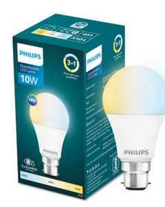 PHILIPS 10-watt LED Bulb | 3 Colors in 1 LED Bulb | Scene Switch Bulb for Home & Decoration | Color: Tunable White, Pack of 1 