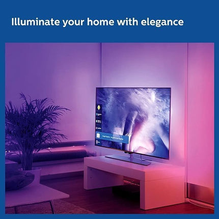 PHILIPS 5 meter Wi-Fi Smart LED Strip Light with Music Sync, Voice Control & Dimmable feature | Color changing RGB strip light for ceiling coves, tv and gaming monitors back lighting | Pack of 2 (Wiz) 