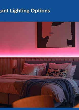 PHILIPS 5 meter Wi-Fi Smart LED Strip Light with Music Sync, Voice Control & Dimmable feature | Color changing RGB strip light for ceiling coves, tv and gaming monitors back lighting | Pack of 2 (Wiz) 