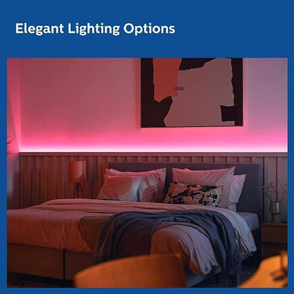PHILIPS 5 meter Wi-Fi Smart LED Strip Light with Music Sync, Voice Control & Dimmable feature | Color changing RGB strip light for ceiling coves, tv and gaming monitors back lighting | Pack of 2 (Wiz) 