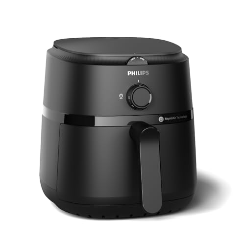 PHILIPS Air Fryer NA120/00, uses up to 90% less fat, 1500W, 4.2 Liter, with Rapid Air Technology (Black), Large 