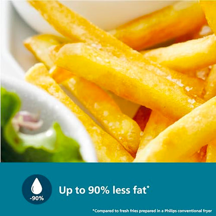 PHILIPS Air Fryer NA120/00, uses up to 90% less fat, 1500W, 4.2 Liter, with Rapid Air Technology (Black), Large 