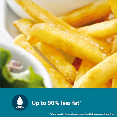 PHILIPS Air Fryer NA120/00, uses up to 90% less fat, 1500W, 4.2 Liter, with Rapid Air Technology (Black), Large 