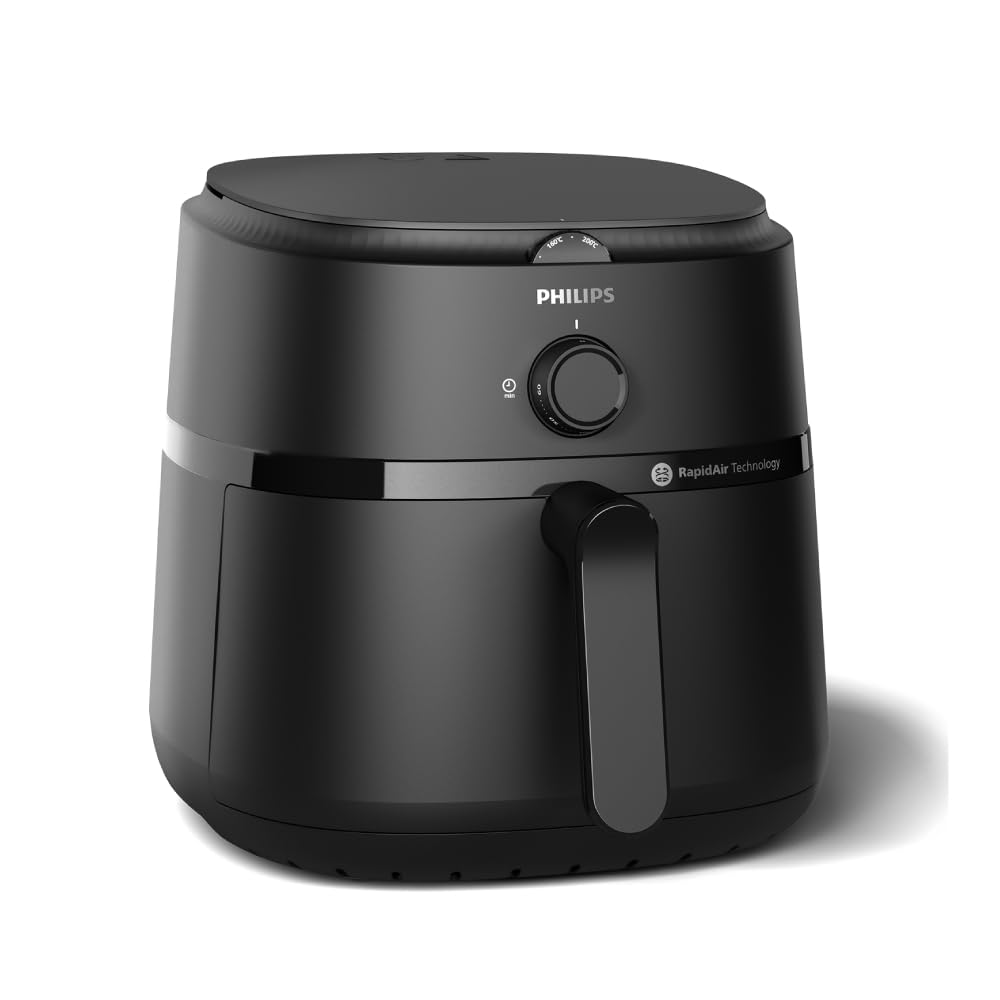 PHILIPS Air Fryer NA130/00, uses up to 90% less fat, 1700W, 6.2 Liter, with Rapid Air Technology (Black), Extra Large 