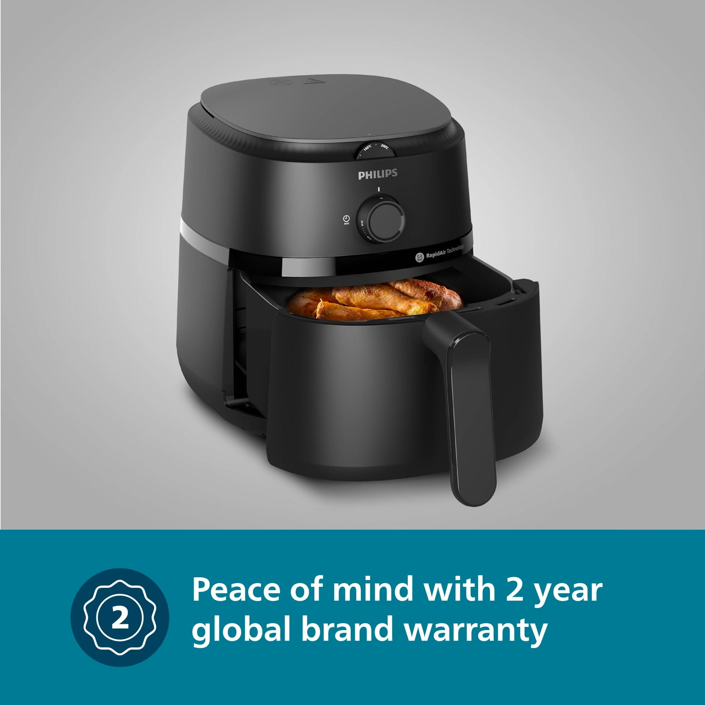 PHILIPS Air Fryer NA130/00, uses up to 90% less fat, 1700W, 6.2 Liter, with Rapid Air Technology (Black), Extra Large 