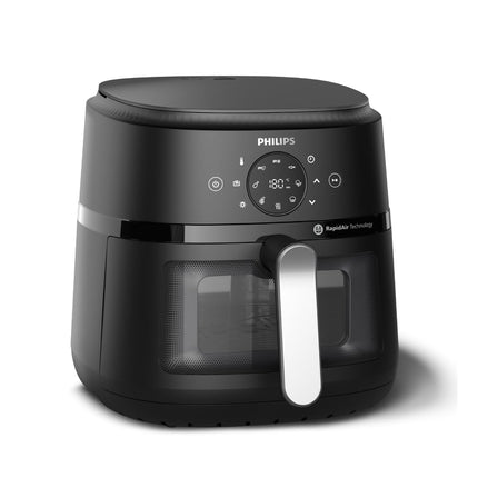 PHILIPS Air Fryer NA231/00 with touch panel, uses up to 90% less fat, 1700W, 6.2 Liter, with Rapid Air Technology (Black),Cooking window, Extra Large 