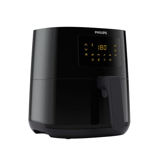 PHILIPS Digital Airfryer with Touch Panel, 4.1L, with RapidAir Technology,with additional 1 Yr Warranty by Philips, 7 Pre-set Menu (HD9252/90)(Black), Large 