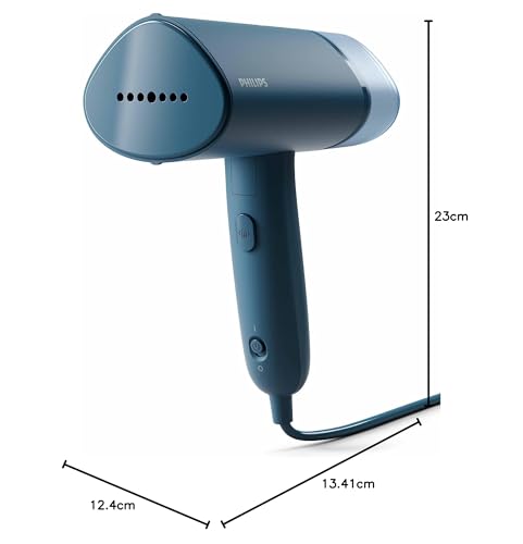 PHILIPS Handheld Garment Steamer STH3000/20 - Compact & Foldable, Convenient Vertical Steaming, 1000 Watt Quick Heat Up, up to 20g/min, Kills 99.9%* Bacteria (Reno Blue), Small 