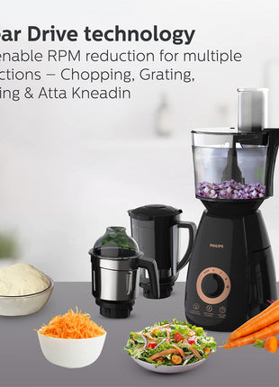 PHILIPS Mixer Grinder + Food Processor, 3-in-1 750 Watt (Mixer Grinder for home + Juicer + Food Processor) 4 Jar, (HL7707/01) 