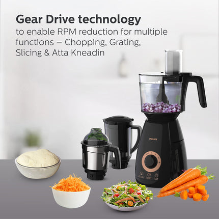 PHILIPS Mixer Grinder + Food Processor, 3-in-1 750 Watt (Mixer Grinder for home + Juicer + Food Processor) 4 Jar, (HL7707/01) 
