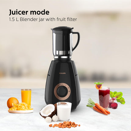 PHILIPS Mixer Grinder + Food Processor, 3-in-1 750 Watt (Mixer Grinder for home + Juicer + Food Processor) 4 Jar, (HL7707/01) 
