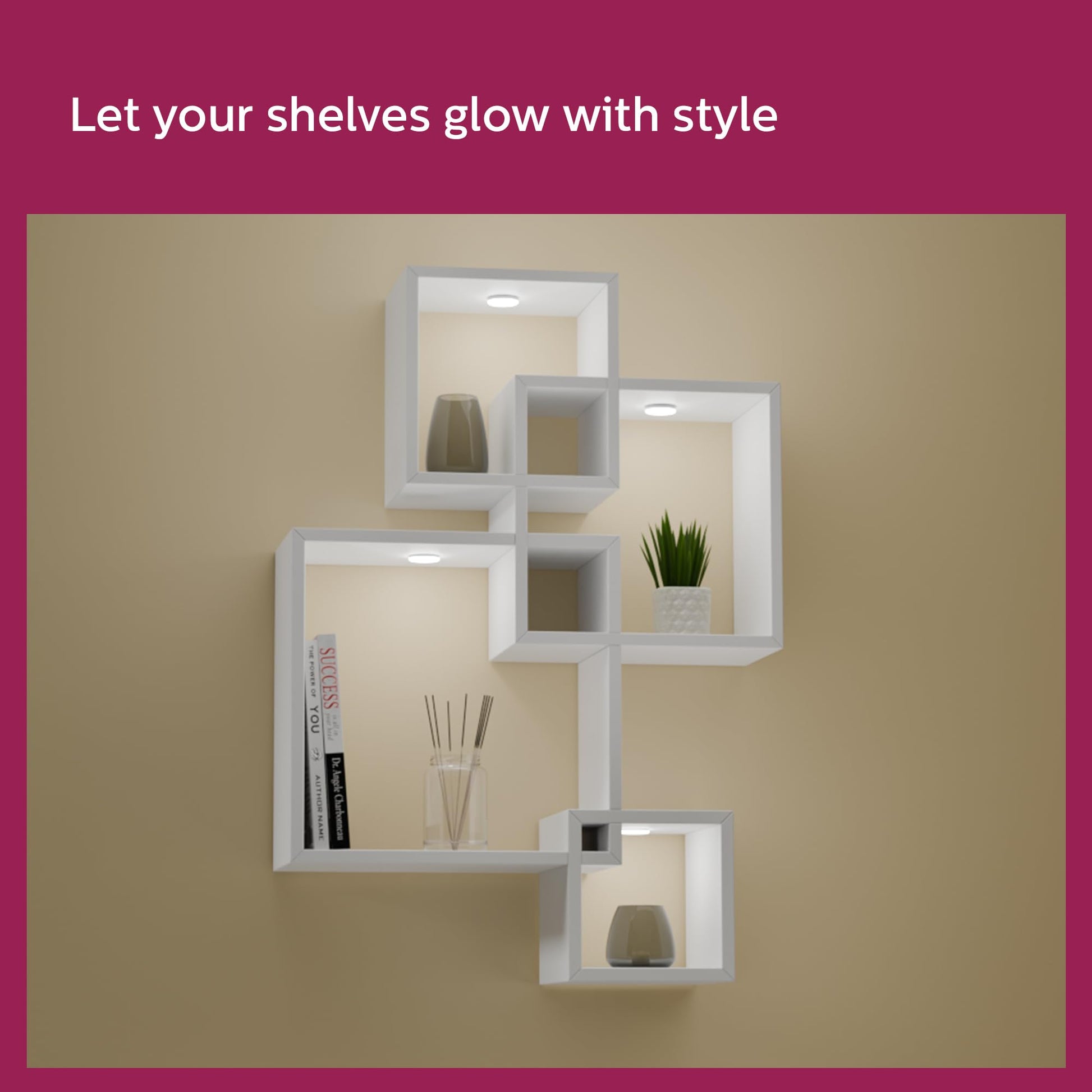 PHILIPS Rimless Full Glow 5-watt Round LED Surface Downlighter | Striker Surface Under Cabinet LED Light for Decoration | Warm White, Pack of 1 