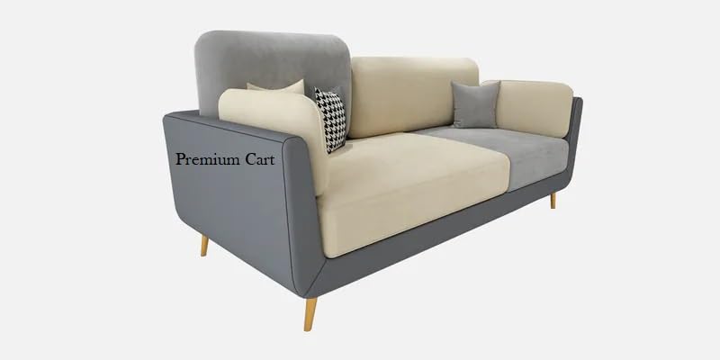 PREMIUM CART Velvet Contemperory Sofa Couch with Cushion Chaise Lounge Sectiona Sofa Perfect for Living Room & Bedroom Guests Home & Office (3 Seater Sofa Grey & Beige) 