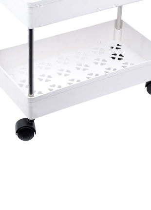 PULSBERY Multipurpose Storage Organizer Slim Rack Shelf with Wheels for Living Room, Office, Bedroom, Bathroom, Kids Room, Kitchen Trolley (White, 4 Layer) Plastic 