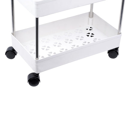 PULSBERY Multipurpose Storage Organizer Slim Rack Shelf with Wheels for Living Room, Office, Bedroom, Bathroom, Kids Room, Kitchen Trolley (White, 4 Layer) Plastic 