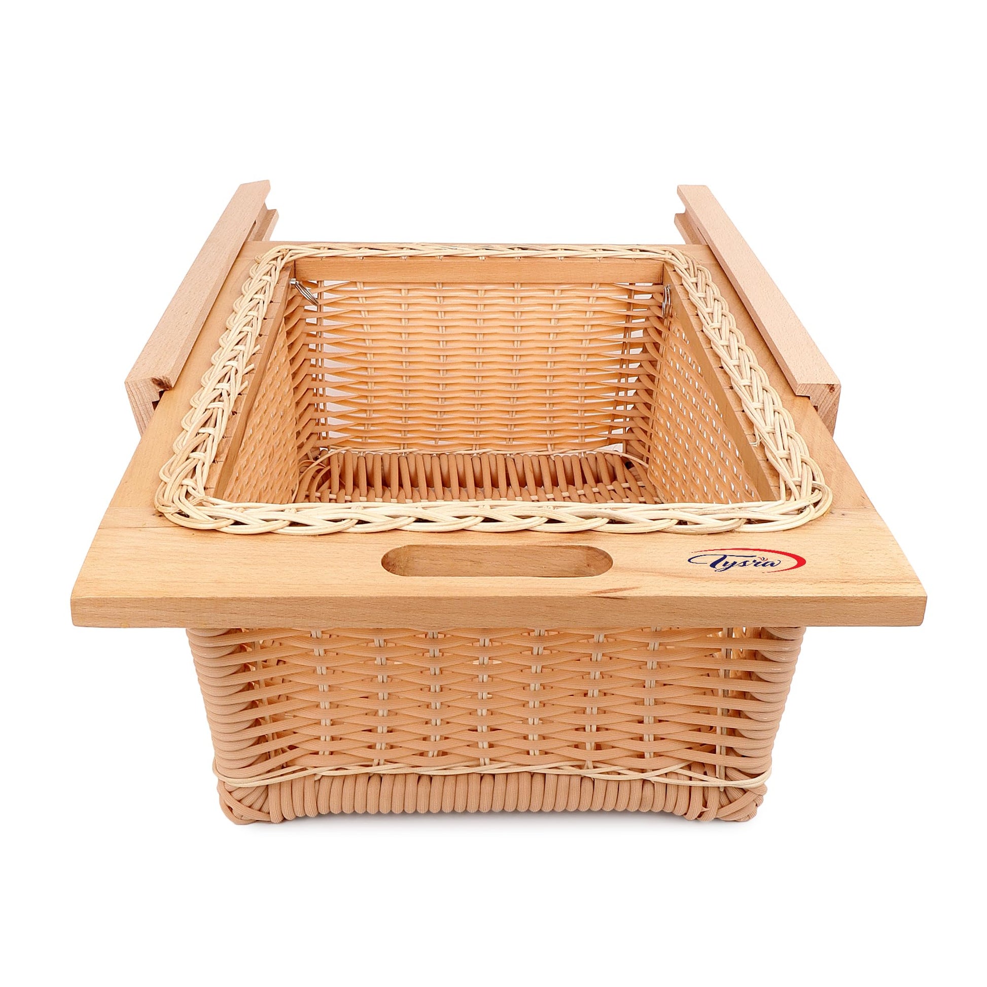 PVC Wicker Basket for Modular Kitchen – Durable Plastic Basket for Kitchen | Water-Resistant | Pull Out Pvc Basket for Fruits & Vegetables Organizer ((16.25W(414mm) X20LX6H (No Partition)) 