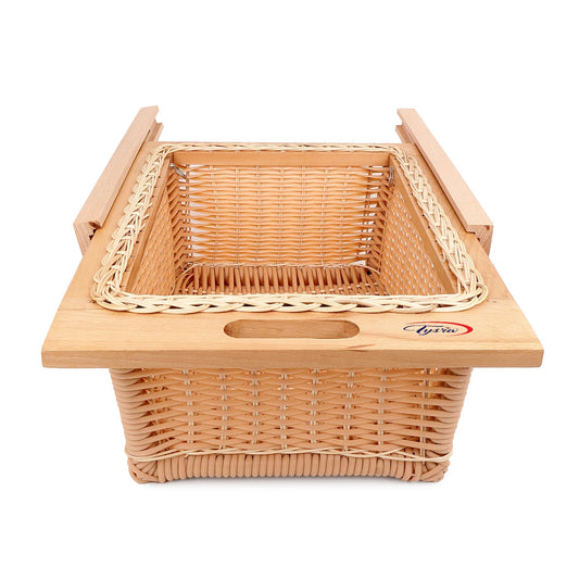 PVC Wicker Basket for Modular Kitchen – Durable Plastic Basket for Kitchen | Water-Resistant | Pull Out Pvc Basket for Fruits & Vegetables Organizer ((16.25W(414mm) X20LX6H (No Partition)) 