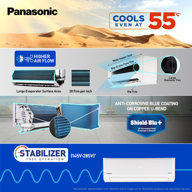 Panasonic 1.0 Ton 3 Star Premium Wi-Fi Inverter Smart Split AC (Matter Enabled, Higher Airflow, Copper Condenser, 7in1 Convertible, True AI, 2-Way, PM 0.1 Filter, CS/CU-SU12AKY3W, White) 