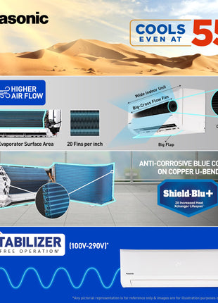 Panasonic 1.0 Ton 4 Star Premium Wi-Fi Inverter Smart Split AC (Matter Enabled, Higher Airflow, Copper Condenser, 7in1 Convertible, True AI, 4-Way, PM 0.1 Filter, CS/CU-NU12AKY4W, White) 