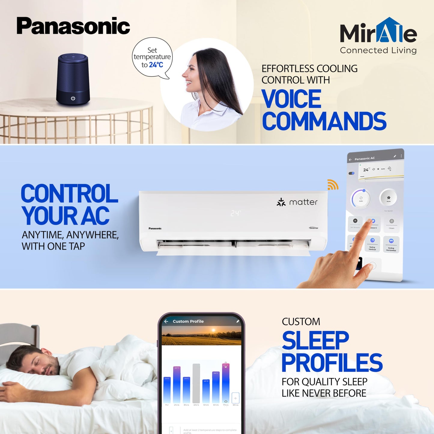 Panasonic 1.0 Ton 5 Star Premium Wi-Fi Inverter Smart Split AC (Matter Enabled, Higher Airflow, Copper Condenser, 7in1 Convertible, True AI, 4-Way, PM 0.1 Filter, CS/CU-NU12AKY5W, White) 