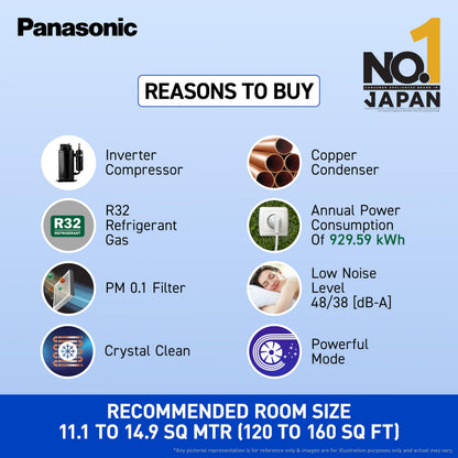Panasonic 1.4 Ton 3 Star Inverter Split AC (Powerful Mode, Copper Condenser, 7in1 Convertible, 2-Way, PM 0.1 Filter, CS/CU-SU17AKY3T, White) 