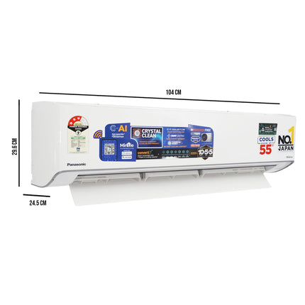 Panasonic 1.5 Ton 3 Star Hot & Cold Wi-Fi Inverter Smart Split AC(-7~55 Deg. C Operation, Copper Condenser, 7in1 Convertible, True AI, 4-Way Swing, PM 0.1 Filter, CS/CU-EZ18BKYXFM, 2025 Model,White) 