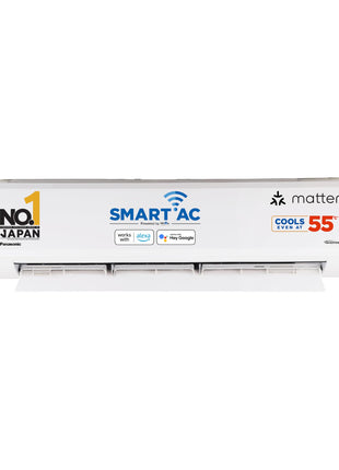 Panasonic 1.5 Ton 5 Star Premium Wi-Fi Inverter Smart Split AC (Matter Enabled, Higher Airflow, Copper Condenser, 7in1 Convertible, True AI, 4-Way, PM 0.1 Filter, CS/CU-NU18AKY5WX, White) 