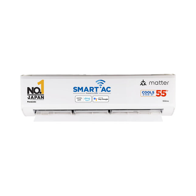 Panasonic 1.5 Ton 5 Star Premium Wi-Fi Inverter Smart Split AC (Matter Enabled, Higher Airflow, Copper Condenser, 7in1 Convertible, True AI, 4-Way, PM 0.1 Filter, CS/CU-NU18AKY5WX, White) 