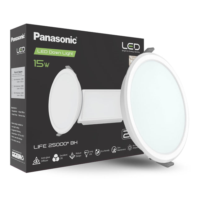 Panasonic 15 Watt LED PC Downlighter, Round False Ceiling Downlight for Home, Office with Cutout 150mm, Cool White Ceiling Downlight (PDLM01157R3) 