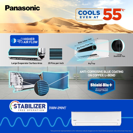 Panasonic 2.0 Ton 4 Star Premium Wi-Fi Inverter Smart Split AC (Matter Enabled, Higher Airflow, Copper Condenser, 7in1 Convertible, True AI, 4-Way, PM 0.1 Filter, CS/CU-NU24AKY4W, White) 