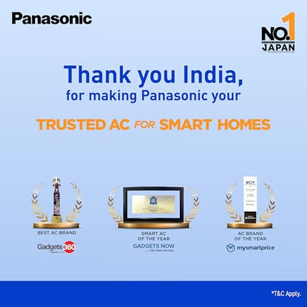 Panasonic 2.0 Ton 4 Star Premium Wi-Fi Inverter Smart Split AC (Matter Enabled, Higher Airflow, Copper Condenser, 7in1 Convertible, True AI, 4-Way, PM 0.1 Filter, CS/CU-NU24AKY4W, White) 