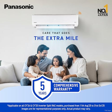 Panasonic 2.0 Ton 4 Star Premium Wi-Fi Inverter Smart Split AC (Matter Enabled, Higher Airflow, Copper Condenser, 7in1 Convertible, True AI, 4-Way, PM 0.1 Filter, CS/CU-NU24AKY4W, White) 