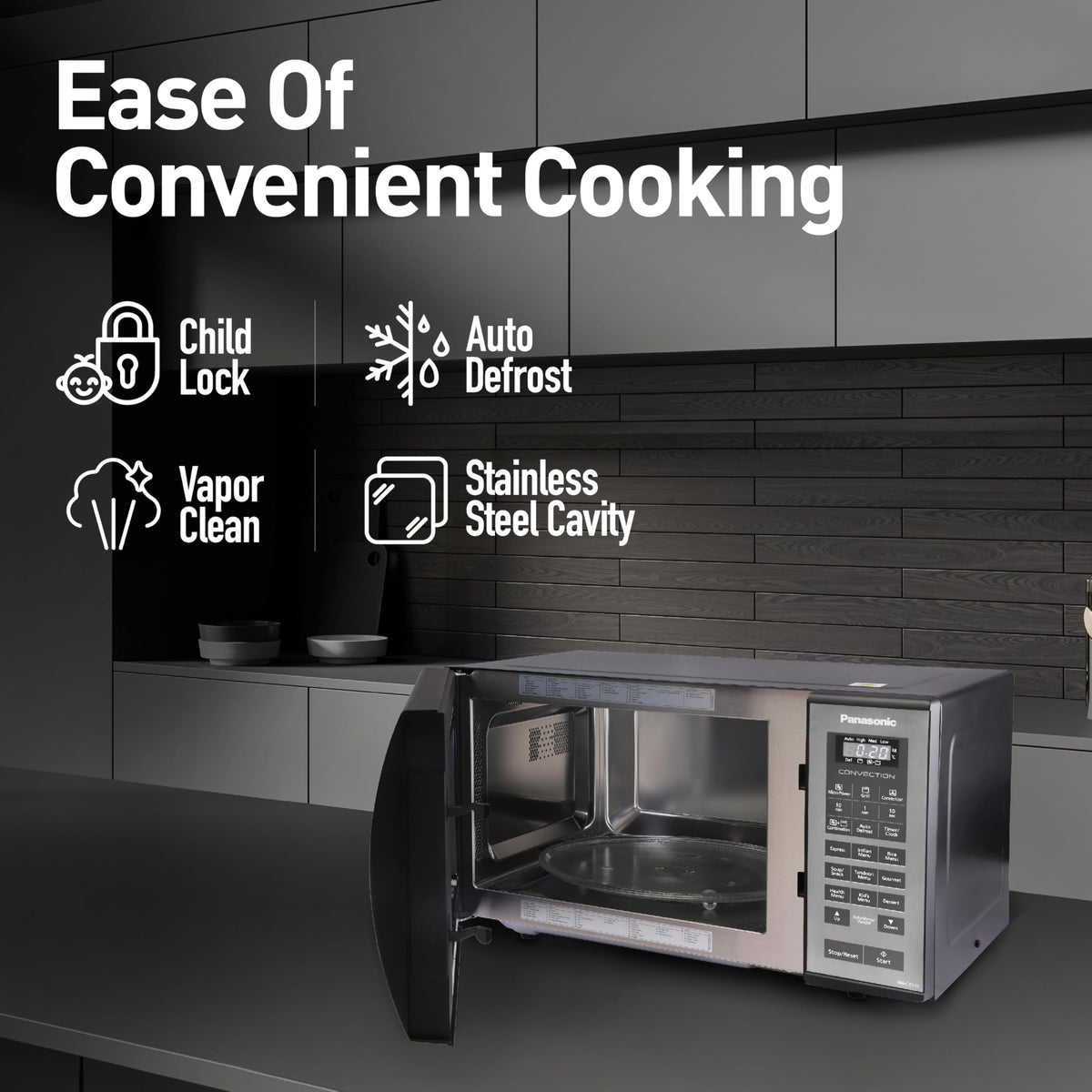 Panasonic 23L Convection Microwave Oven(NN-CT353BFDG,Black Mirror, 360° Heat Wrap, Magic Grill) 
