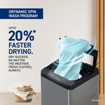 Panasonic 7 Kg Wifi Fully-Automatic Top Loading Smart Washing Machine (NA-F70CH4CRB, Charcoal Inox Grey, 2025 Model, Drynamic Spin) 